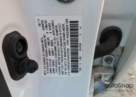 2017 Honda Civic Lx z USA, uszkodzony, nr VIN 2HGFC2F57HH575236